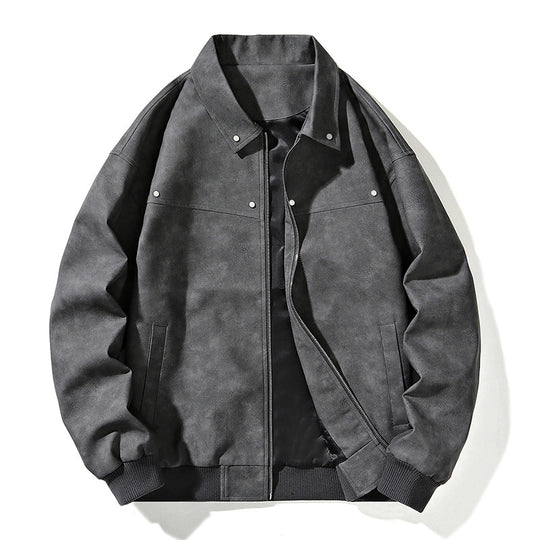Herren Oversize-Bomberjacke in Wildlederoptik mit Reißverschluss und Rippbündchen Shop Nory