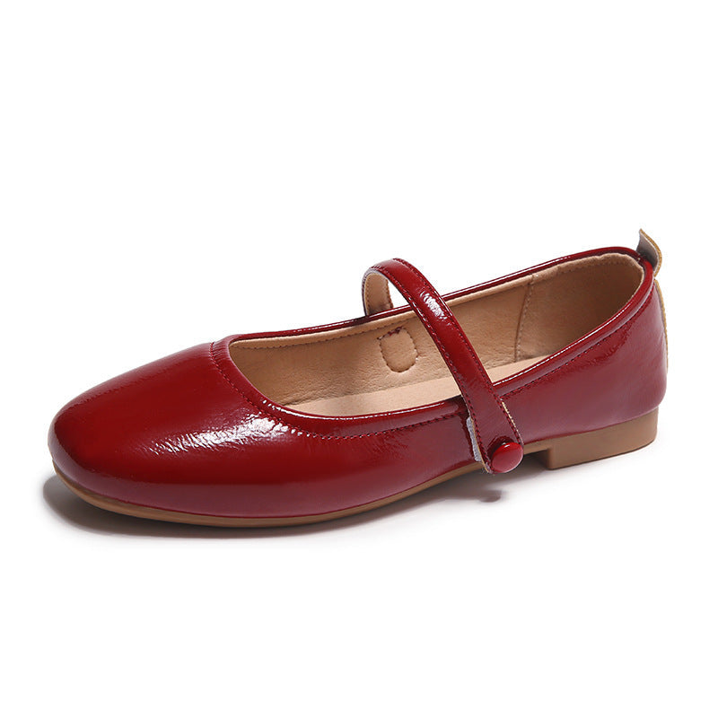 Damen Ballerina-Schuhe mit elegantem Riemen und schimmerndem Obermaterial