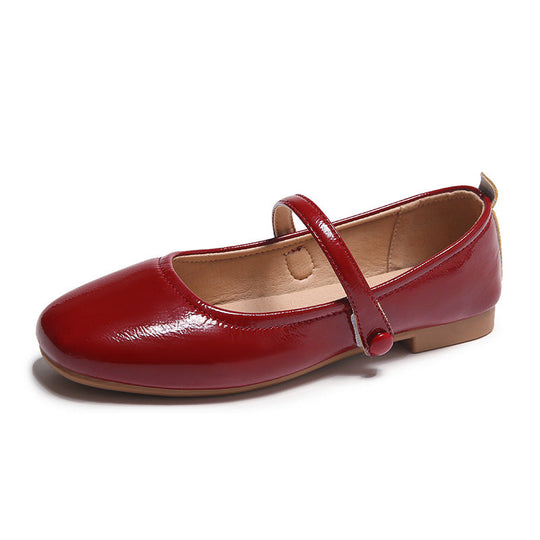 Damen Ballerina-Schuhe mit elegantem Riemen und schimmerndem Obermaterial
