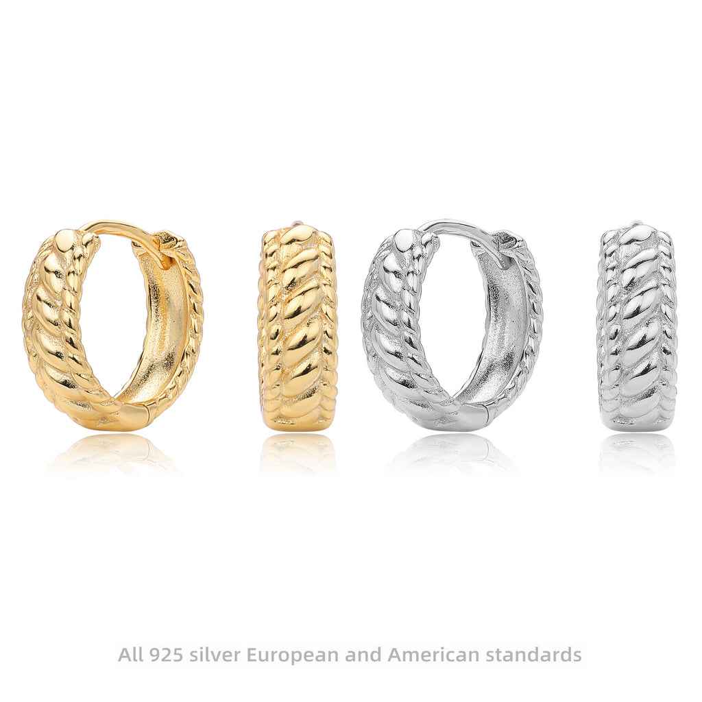 Damen Creolen im modernen Kordeldesign aus hochwertigem 925 Sterling Silber Shop Nory