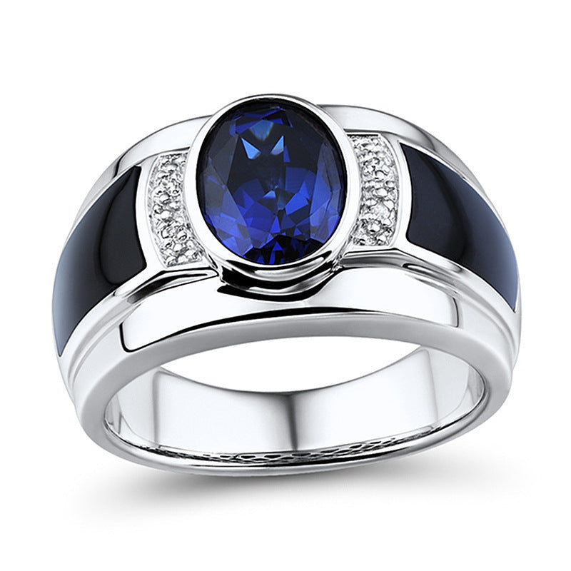Damen Eleganter Ring mit strahlendem Zirkonia und tiefblauem Stein Shop Nory