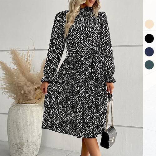 Damen Midi-Kleid mit Taillengürtel und Rüschendetails Shop Nory