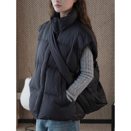 Damen Gefütterte Steppweste mit überlappendem Schalkragen Shop Nory