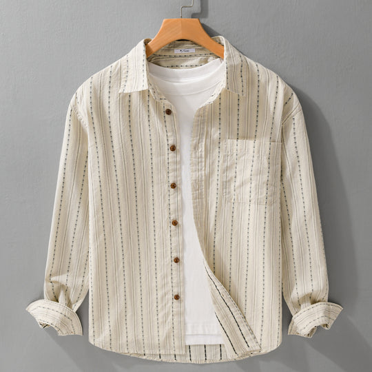 Herren Lässiges Langarm-Overshirt aus Leinen-Baumwollmix mit aufgesetzter Brusttasche Shop Nory