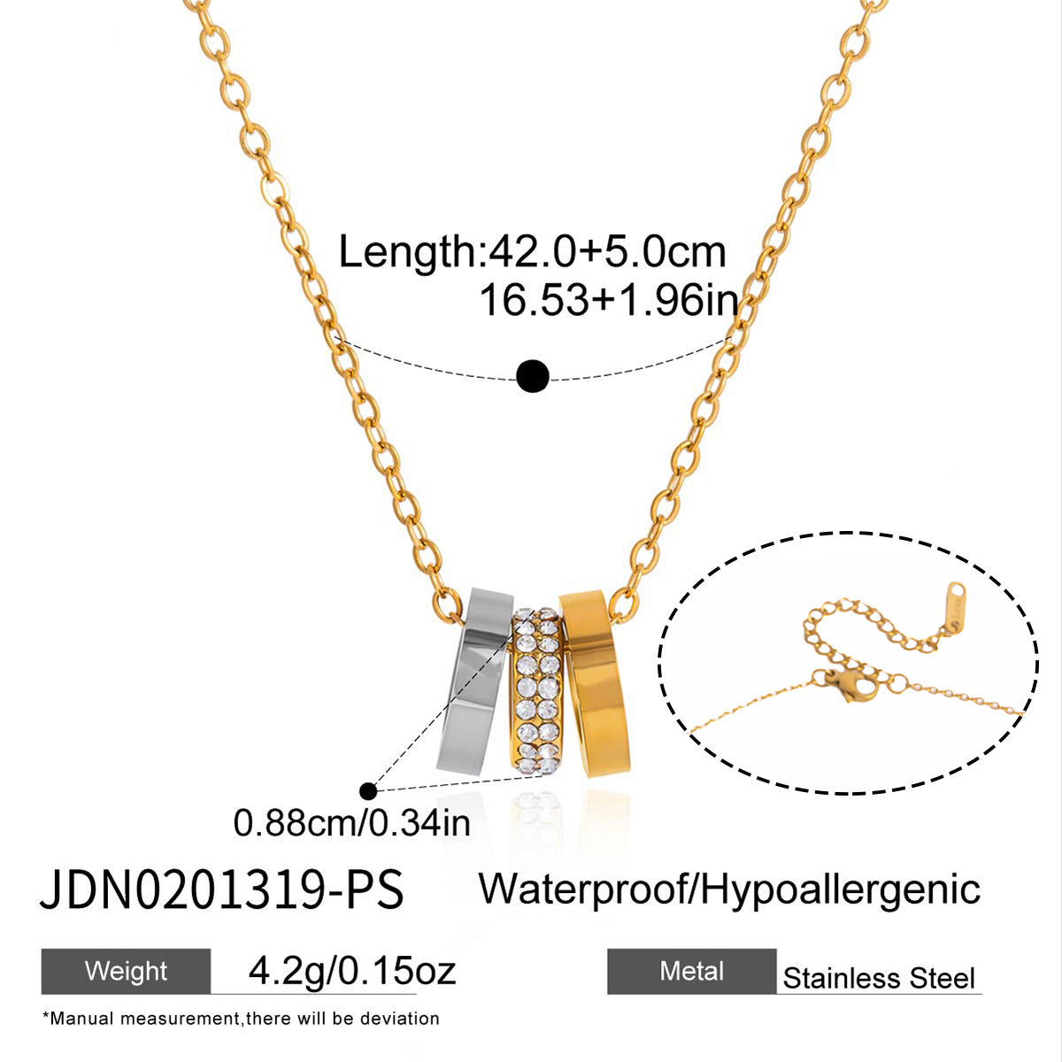Damen Halskette mit funkelnden Ringen aus hypoallergenem Edelstahl Shop Nory