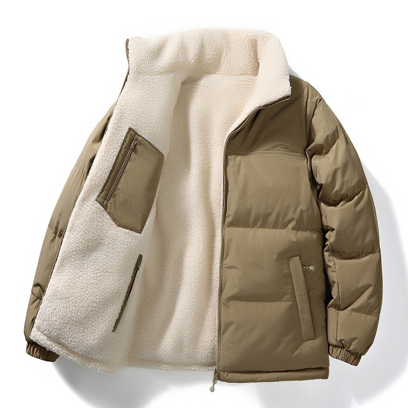 Unisex Wattierte Bomberjacke mit Teddyfutter und verdeckten Innentaschen Shop Nory