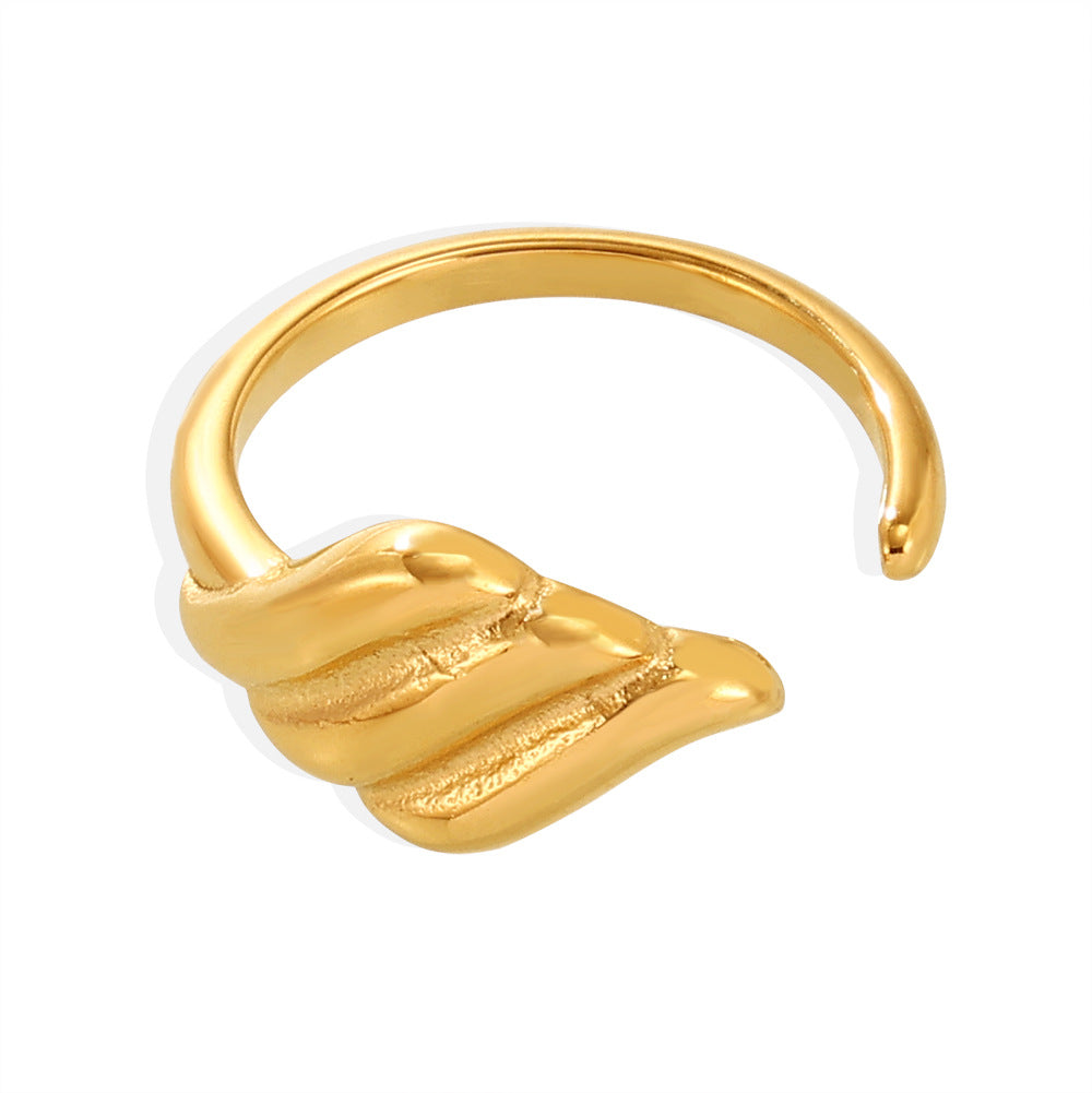 Damenring aus Titanstahl mit elegantem Blattdesign Shop Nory