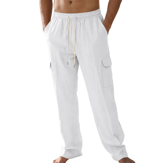 Herren Cargo-Strandhose aus Leinenmix mit elastischem Bund und Kordelzug Shop Nory