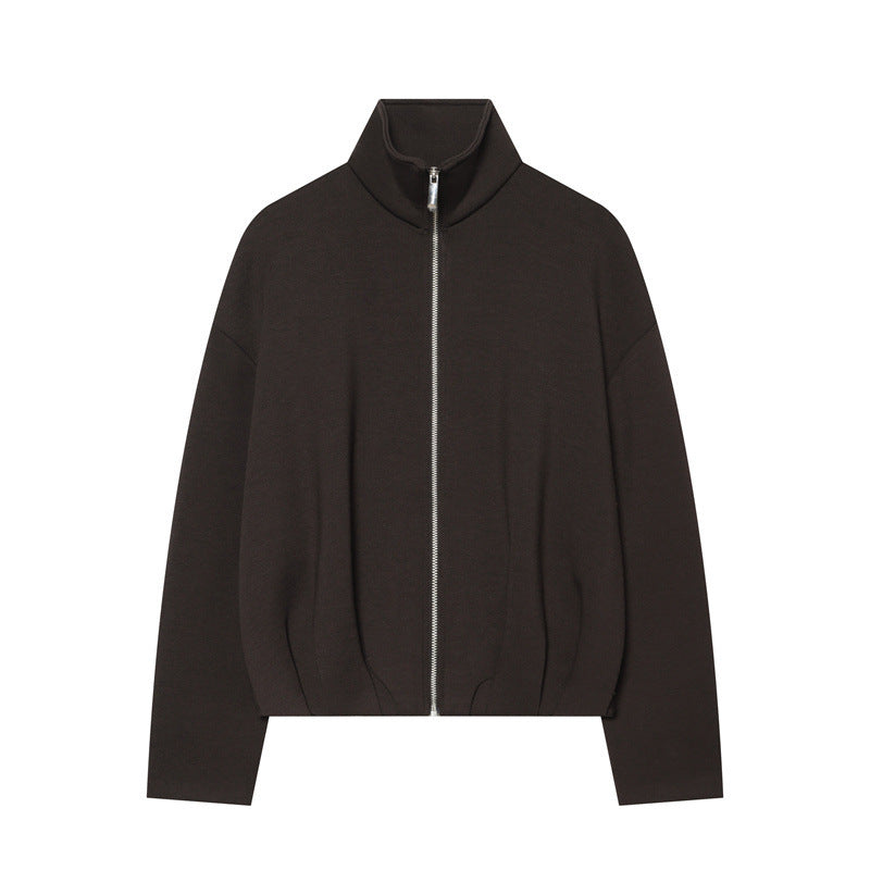 Damen Leichter Zip-Cardigan mit Stehkragen und kastiger Silhouette Shop Nory