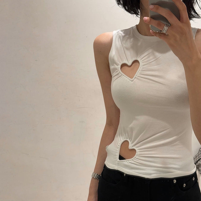 Damen modisches Trägershirt mit herzförmigem Cut-out und figurformendem Schnitt Shopnory