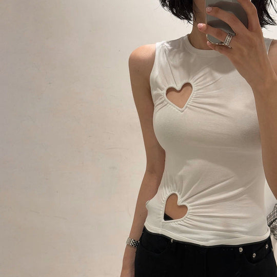 Damen modisches Trägershirt mit herzförmigem Cut-out und figurformendem Schnitt Shopnory