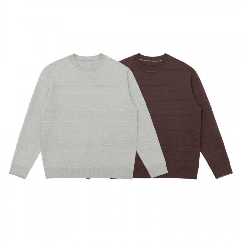 Unisex Feinstrickpullover mit feiner Strukturstreifen, Rundhals und leichtem Oversize-Schnitt Shop Nory