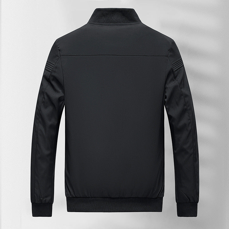 Herren schlichter Slim-Fit Zipper-Blouson mit Stehkragen, tonalen Nahtdetails und elastischen Bündchen Shop Nory
