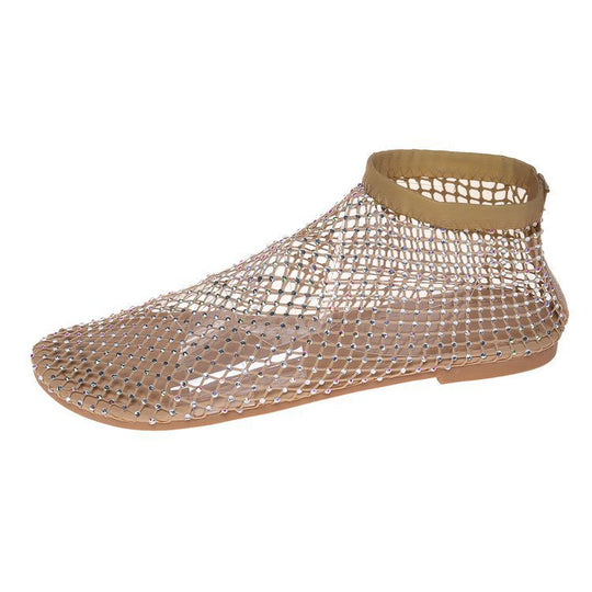 Damen Strick-Netz-Ballerinas mit Schmucksteinbesatz und sockenähnlichem Schaft Shop Nory
