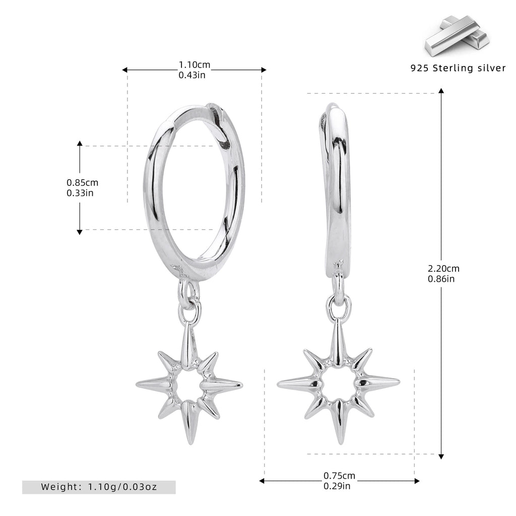 Damen Ohrhänger mit funkelndem Sternenmotiv aus hochwertigem 925 Sterling Silber Shop Nory