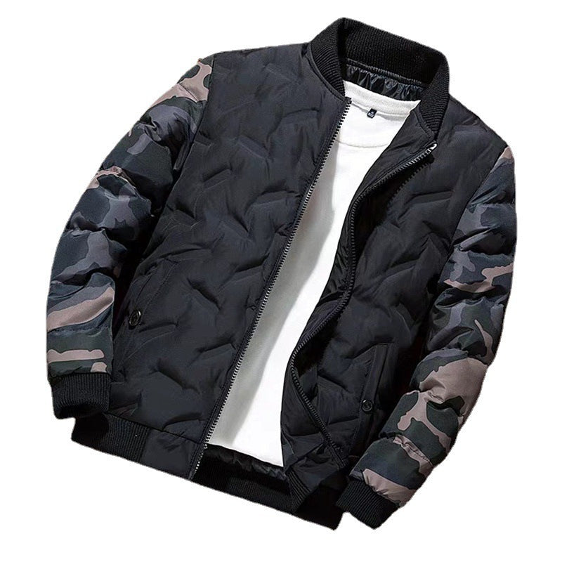 Herren gesteppte Bomberjacke mit camouflage-Ärmeln, wattierter Thermofütterung und Rippbündchen Shop Nory