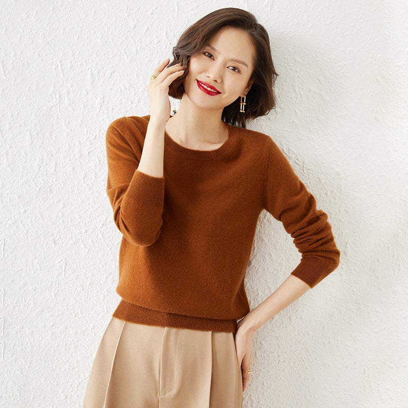 Damen Kurzgeschnittener Feinstrickpullover mit Rundhalsausschnitt und geripptem Bund Shop Nory