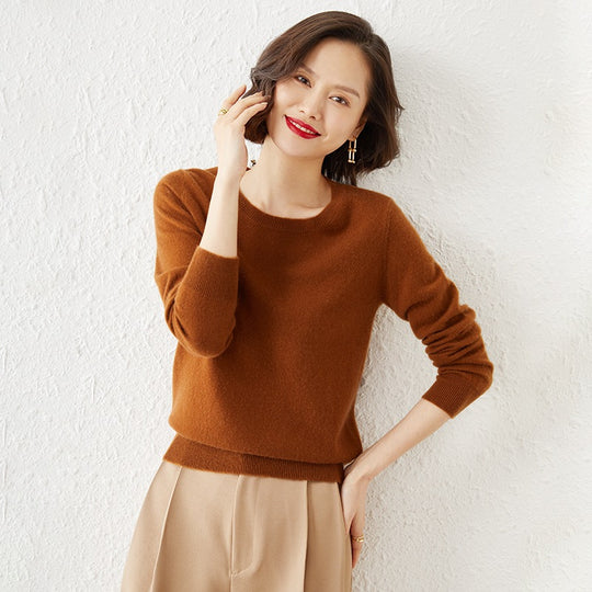 Damen Kurzgeschnittener Feinstrickpullover mit Rundhalsausschnitt und geripptem Bund Shop Nory