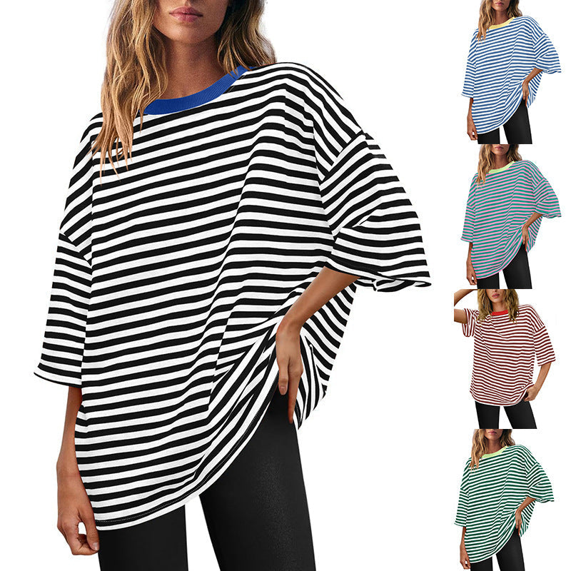 Damen Übergrößen T-Shirt mit Streifenmuster