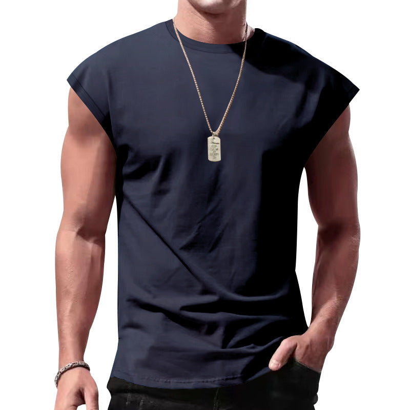 Herren nan lockeres ärmelloses Muskelshirt aus Baumwolljersey mit überschnittener Schulterpartie Shopnory