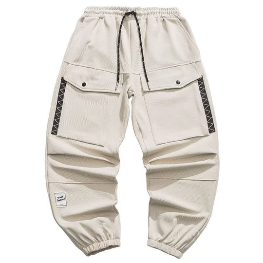 Herren weite Cargo-Jogginghose mit Kordelzug Klapptaschen und elastischen Bündchen Shop Nory