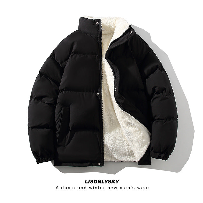 Herren gefütterte Winter-Steppjacke mit Teddyfutter, hohem Stehkragen und verdeckter Druckknopfleiste Shop Nory
