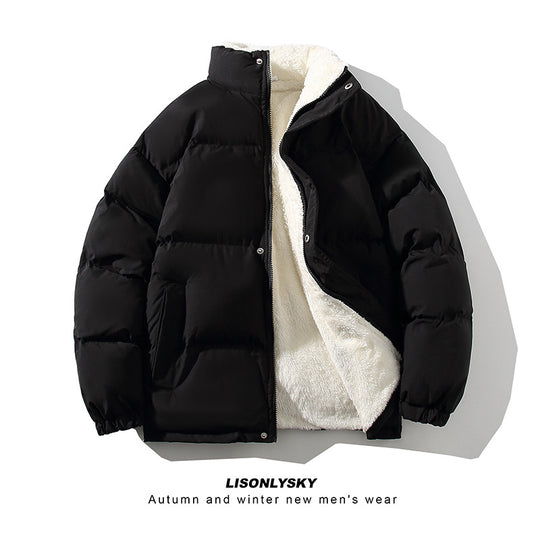 Herren gefütterte Winter-Steppjacke mit Teddyfutter, hohem Stehkragen und verdeckter Druckknopfleiste Shop Nory