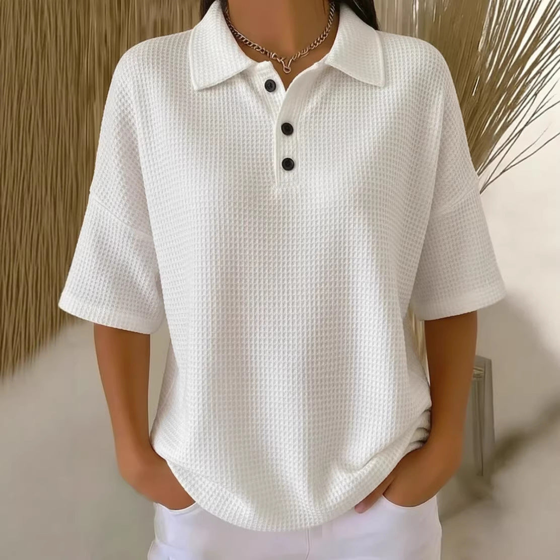 Damen sportliches Poloshirt aus Waffelpiqué