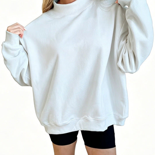 Damen Oversize Sweatshirt mit Stehkragen und Ballonärmeln Shop Nory