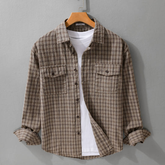 Herren Weichgebürstetes Karo-Hemd im Hemdjacken-Schnitt mit Pattentaschen Shop Nory