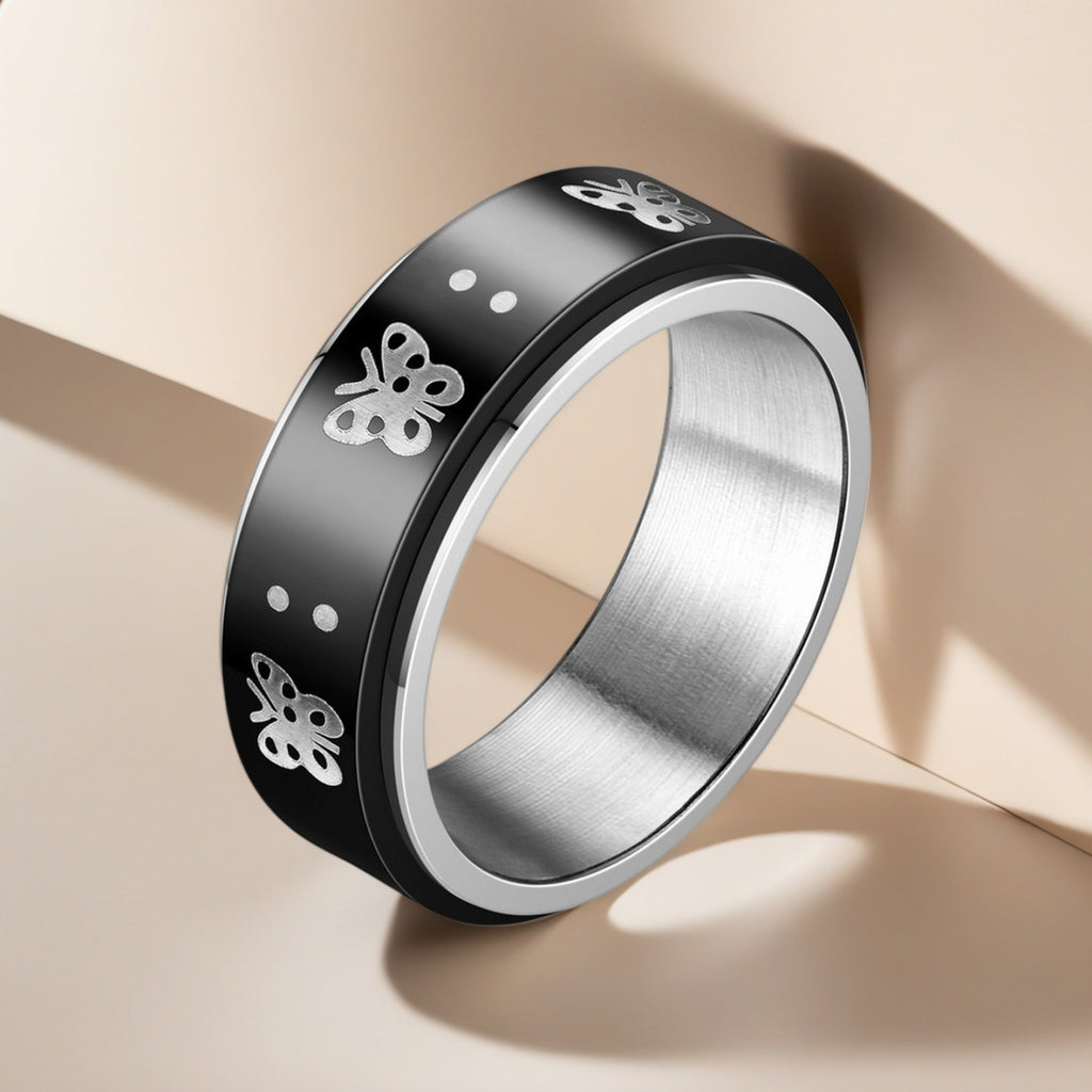 Damen Ring mit kunstvollem Schmetterlingsdesign aus Edelstahl Shop Nory