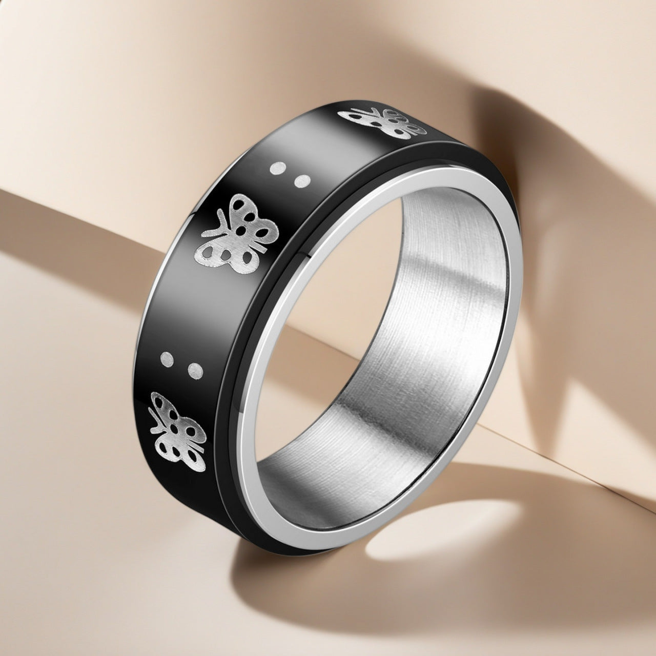Damen Ring mit kunstvollem Schmetterlingsdesign aus Edelstahl Shop Nory