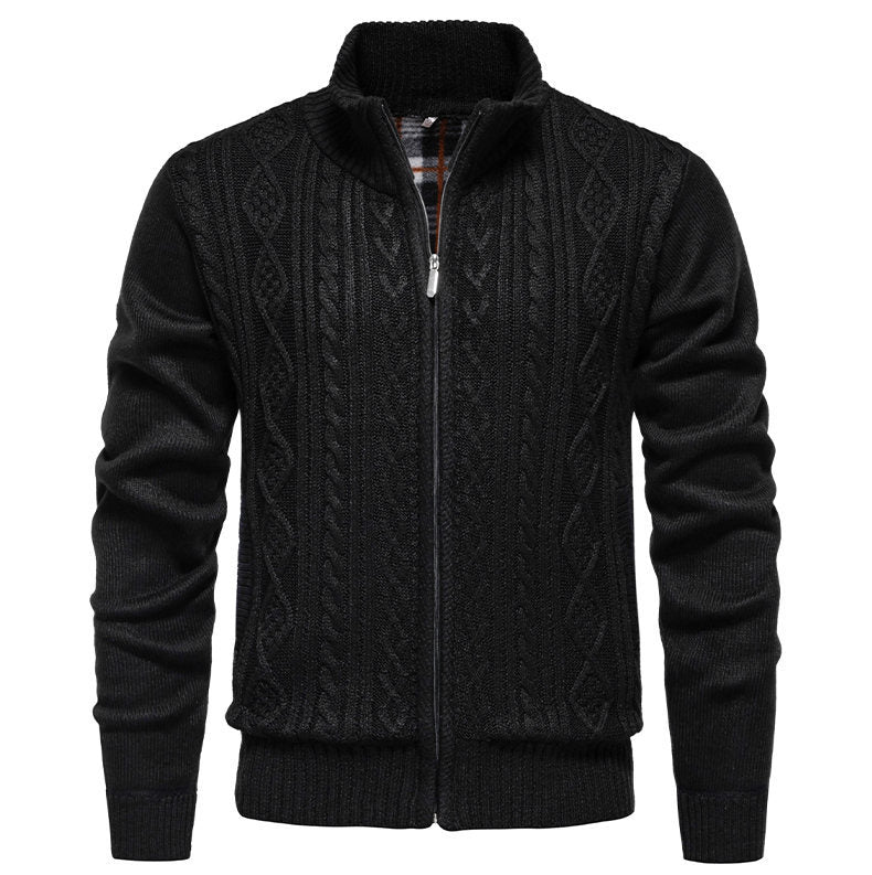 Herren Strickjacke mit hohem Kragen und Reißverschluss