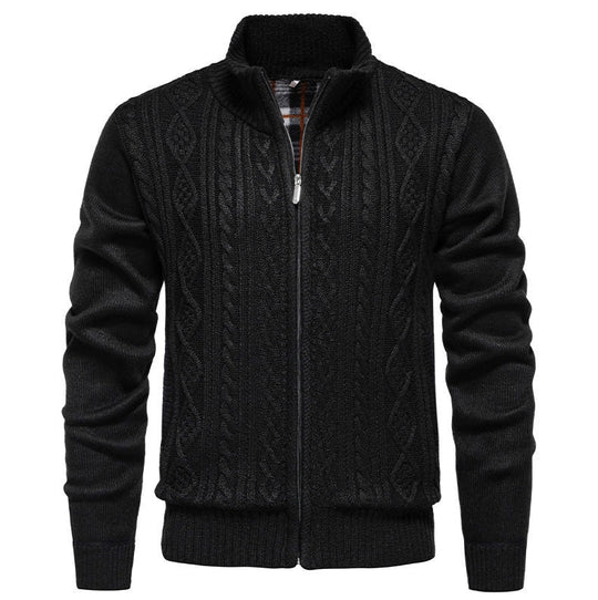 Herren Strickjacke mit hohem Kragen und Reißverschluss