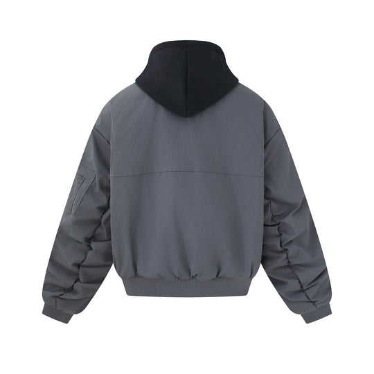Herren Kurz geschnittener Boxy-Hoodie‑Bomber mit Kapuzen‑Einsatz und Utility‑Taschen Shop Nory
