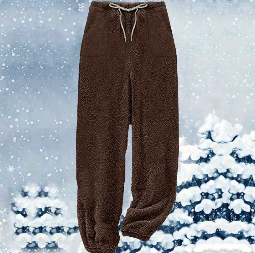 Damen nan kuschelige Sherpa-Fleece Loungehose mit Kordelzug, hoher Taille und elastischen Bündchen Shop Nory