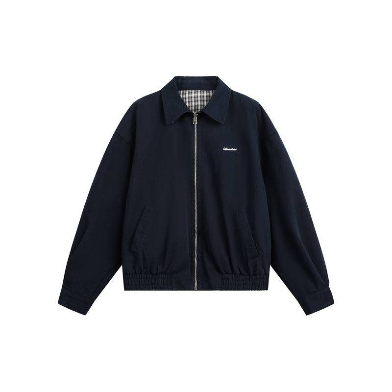 Unisex Kurzjacke im Harrington‑Stil mit Reißverschluss und kariertem Futter Shop Nory