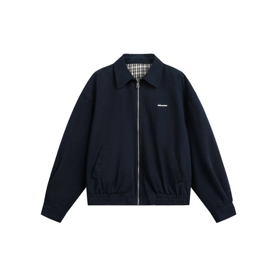 Unisex Kurzjacke im Harrington‑Stil mit Reißverschluss und kariertem Futter Shop Nory