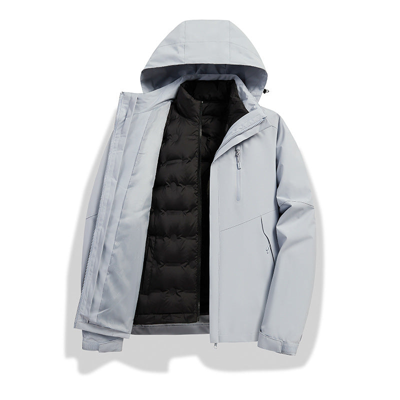 Damen 2-in-1 wasserdichte Winterjacke mit abnehmbarer Daunen-Innenweste Shop Nory