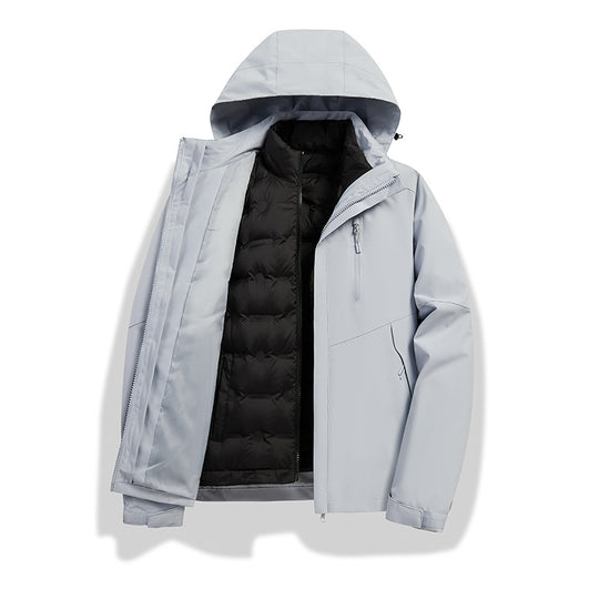 Damen 2-in-1 wasserdichte Winterjacke mit abnehmbarer Daunen-Innenweste Shop Nory
