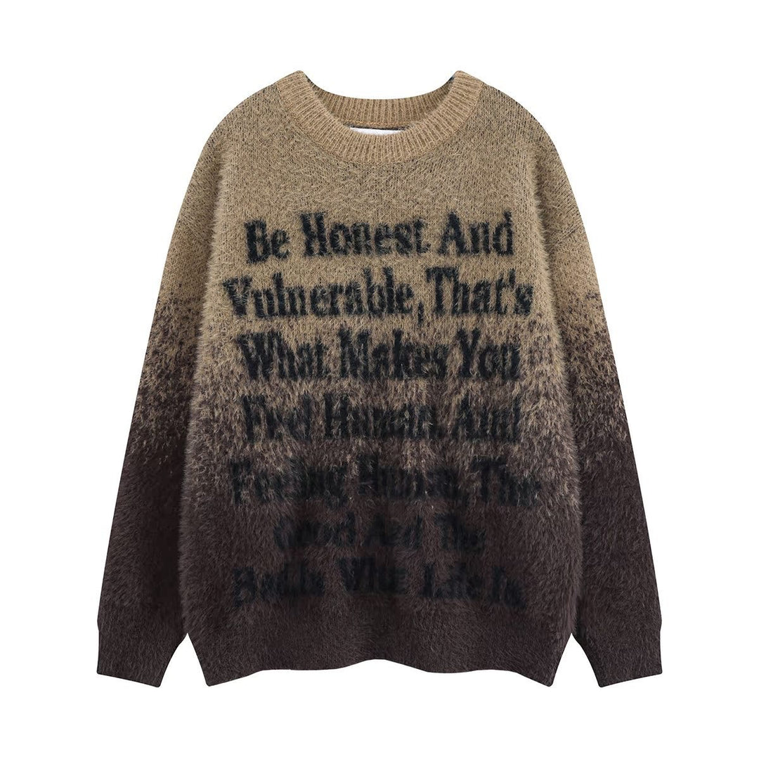 Damen Modischer Grobstrickpullover mit inspirierendem Schriftzug Shop Nory