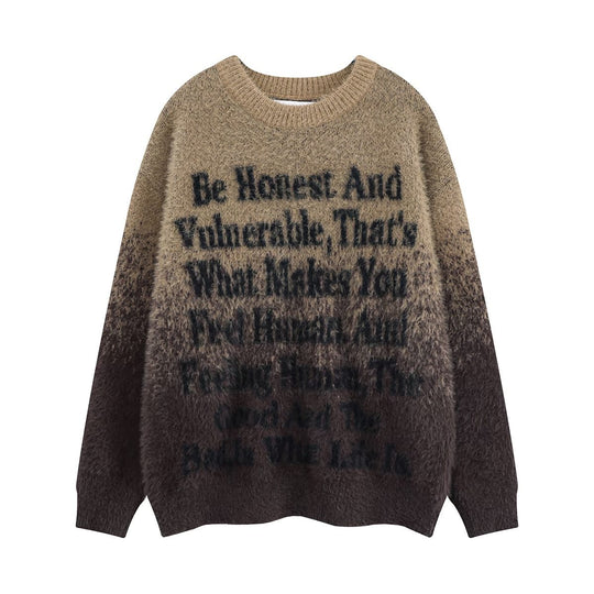 Damen Modischer Grobstrickpullover mit inspirierendem Schriftzug Shop Nory