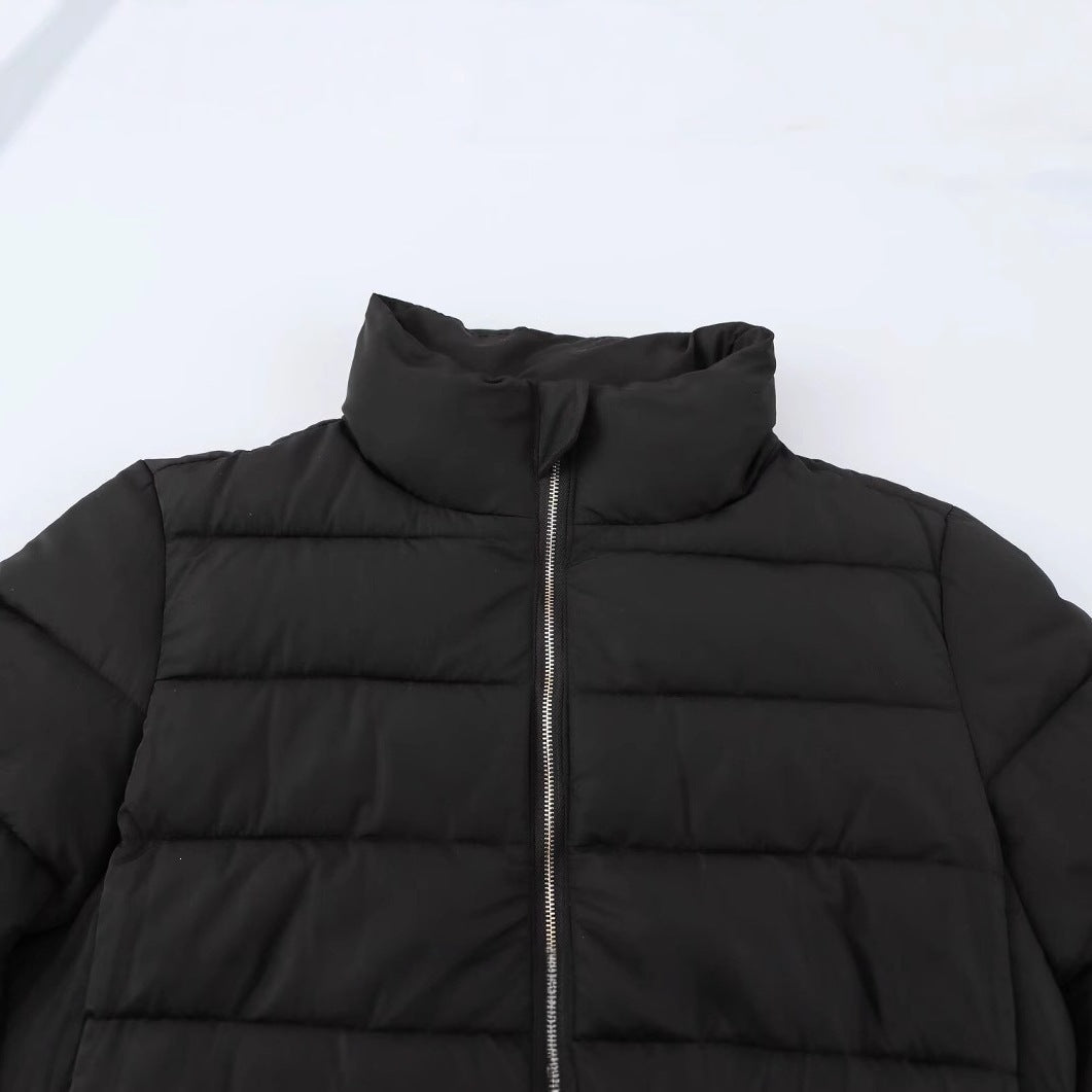 Damen Kurze gesteppte Daunenoptik-Steppjacke mit Stehkragen und Elastikbündchen Shop Nory
