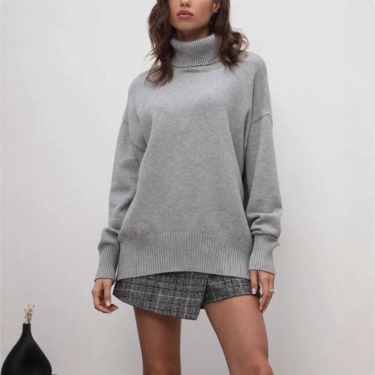 Damen Boxy-Rollkragenpullover aus feinem Feinstrick mit überschnittener Schulter Shop Nory
