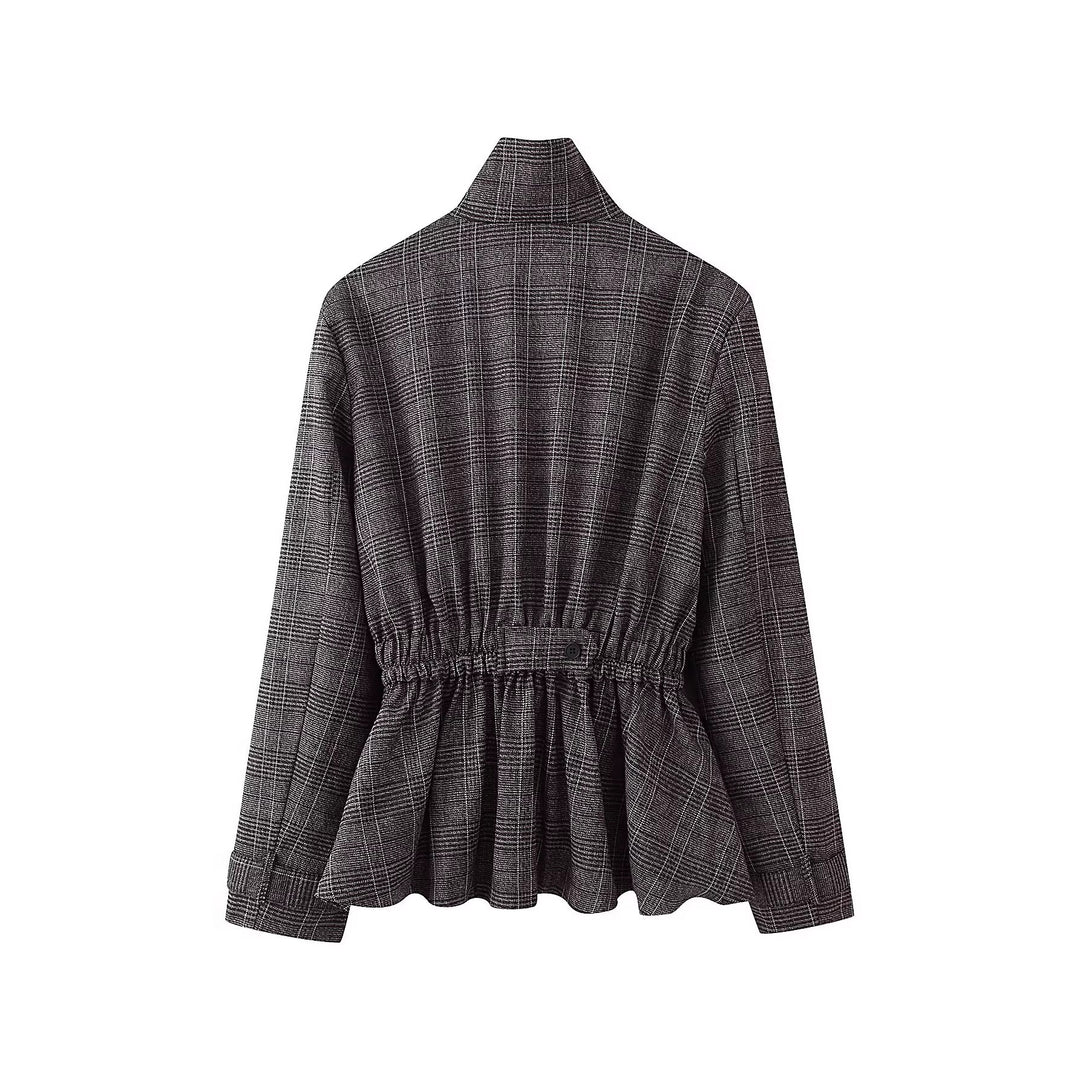 Damen Taillierte Übergangsjacke mit Tunnelzug-Taillierung und Stehkragen Shop Nory