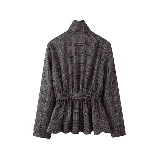 Damen Taillierte Übergangsjacke mit Tunnelzug-Taillierung und Stehkragen Shop Nory