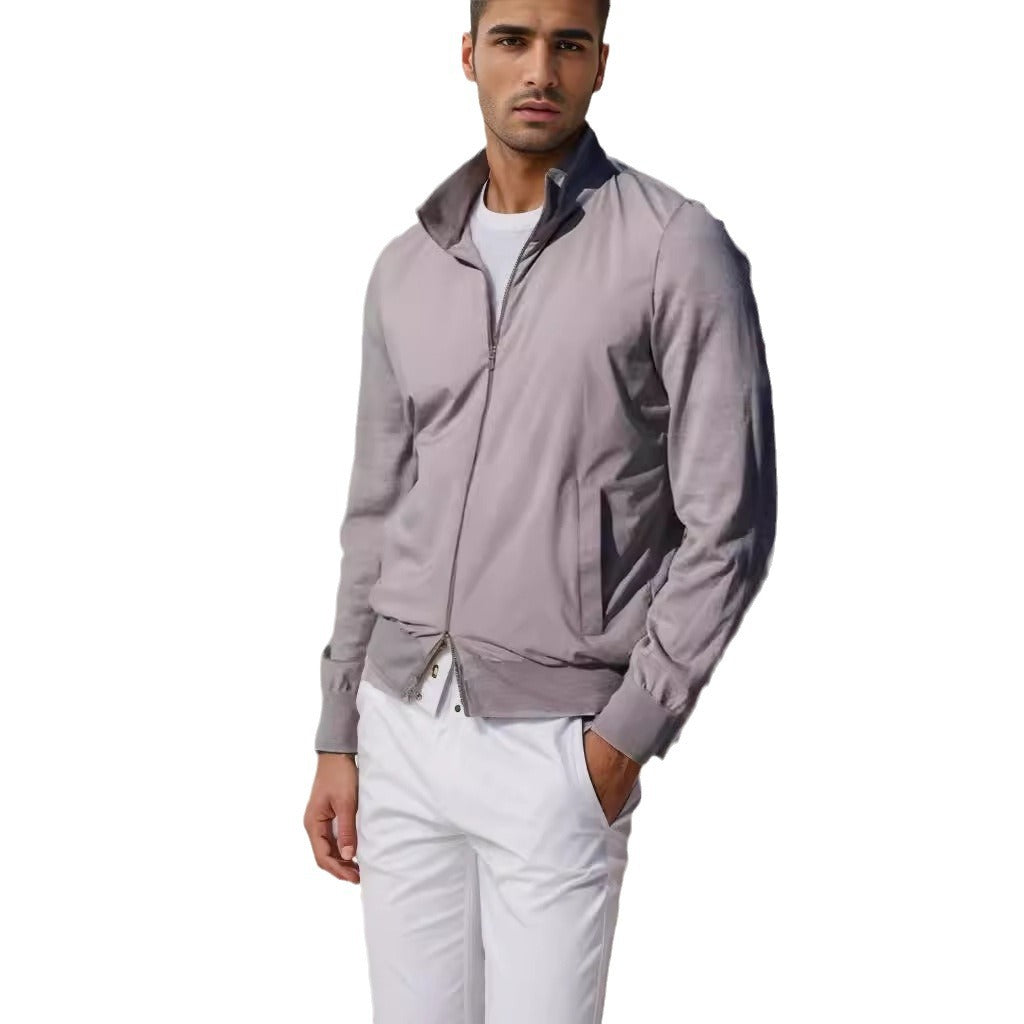 Herren stylische Freizeitjacke mit hohem Kragen und praktischen Taschen