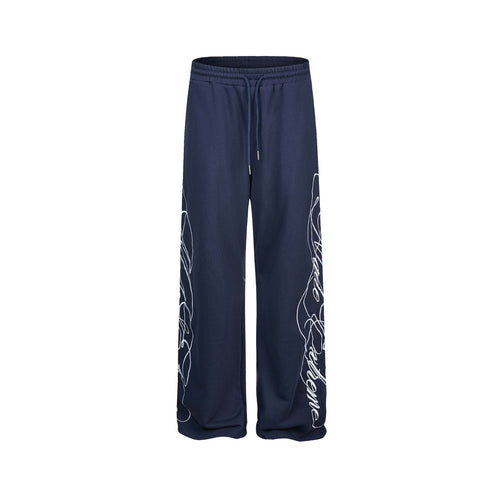 Damen Weiche Loungehose mit weitem Bein, elastischem Bund und Statementdruck Shop Nory