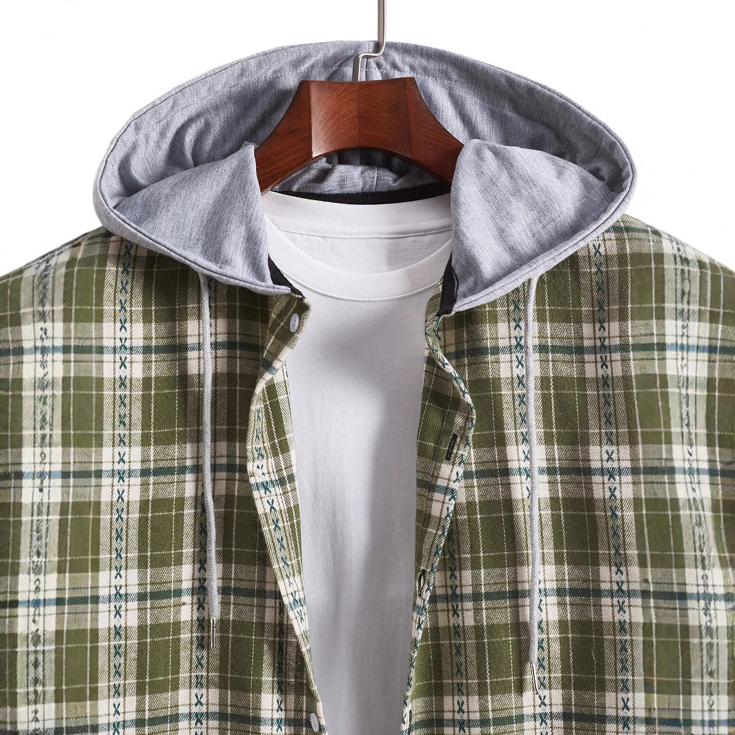 Herren Flanellhemden mit integrierter Kapuze Shopnory