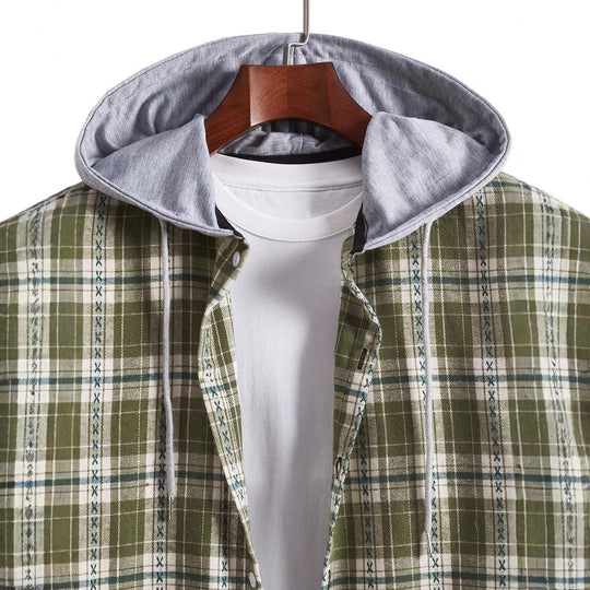Herren Flanellhemden mit integrierter Kapuze Shopnory